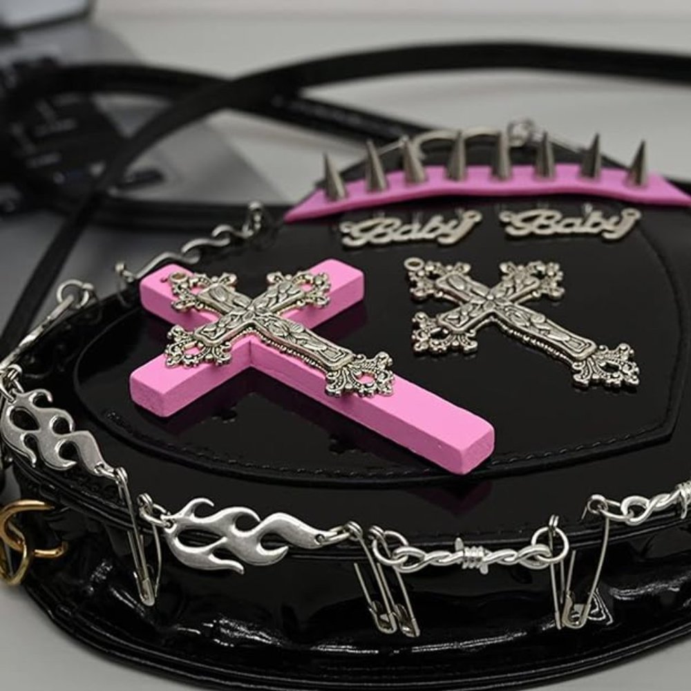 NWT Hot Pink Faux Leather Dress BARBIE Punk Purse Halloween Costume + Gi… - Picture 8 of 11